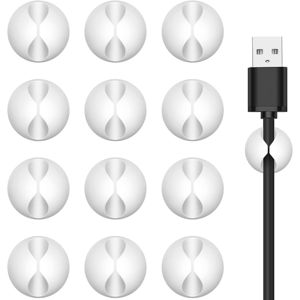 Desk Cable Clip - 12PCS Self-Adhesive Cable Clips for Desk,