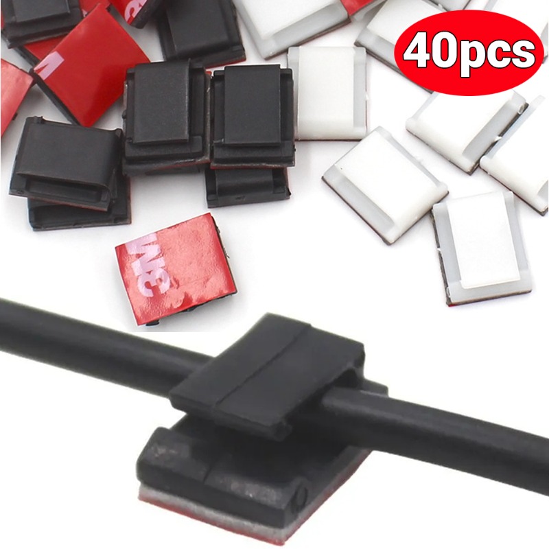 Desk Cable Clip - 40/10Pcs Self-adhesive Car Cable Clips Cable