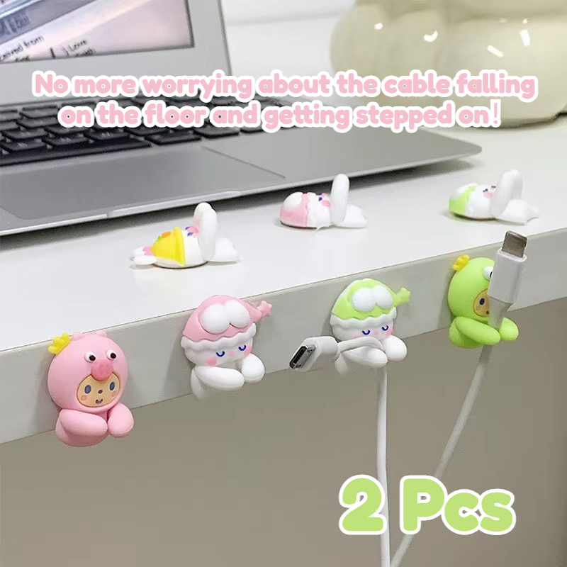 Desk Cable Clip - 2Pcs Cute Cartoon Silicone Animal Desk