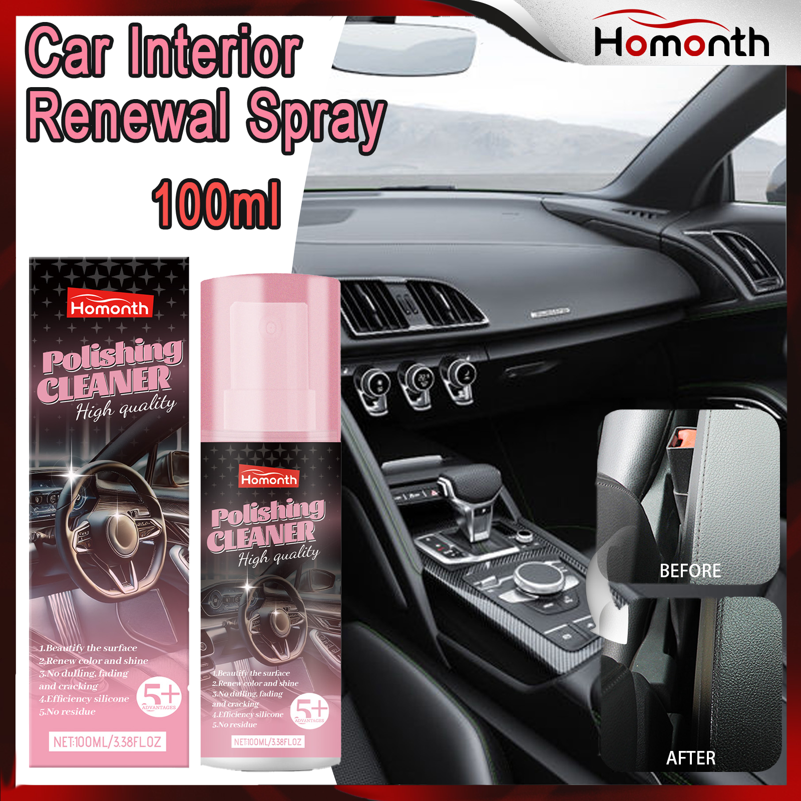 100ml Auto Interior Polish Car - Screen Cleaner Spray บทวิจารณ์และราคา