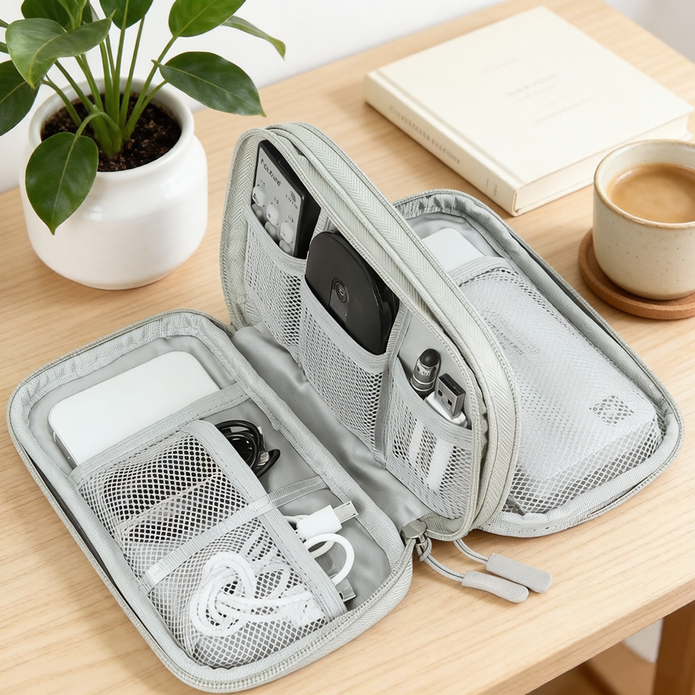 Portable Double Layer Electron - Tech Accessories Travel Bag บทวิจารณ์และราคา