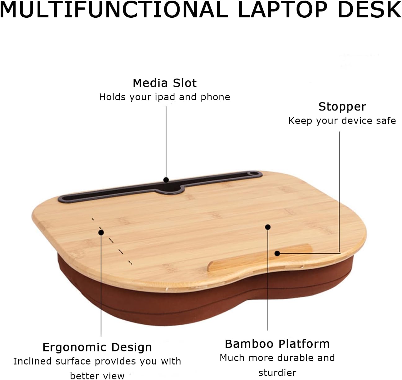 Lap Desk for 14' Laptops-Bambo - Laptop Stand Bamboo บทวิจารณ์และราคา