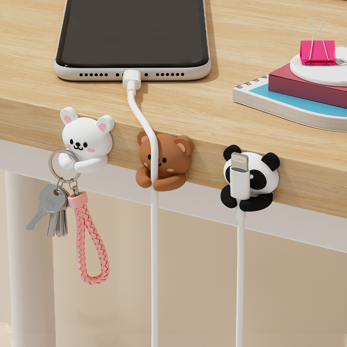 2/3pcs Cute Cartoon Desktop Ca - Desk Cable Clip บทวิจารณ์และราคา