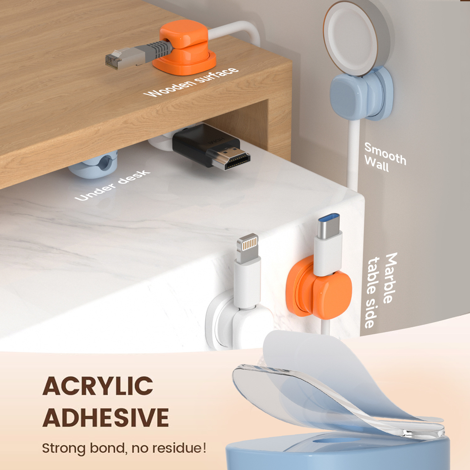 adhesive cable organizer Cable - Desk Cable Clip บทวิจารณ์และราคา