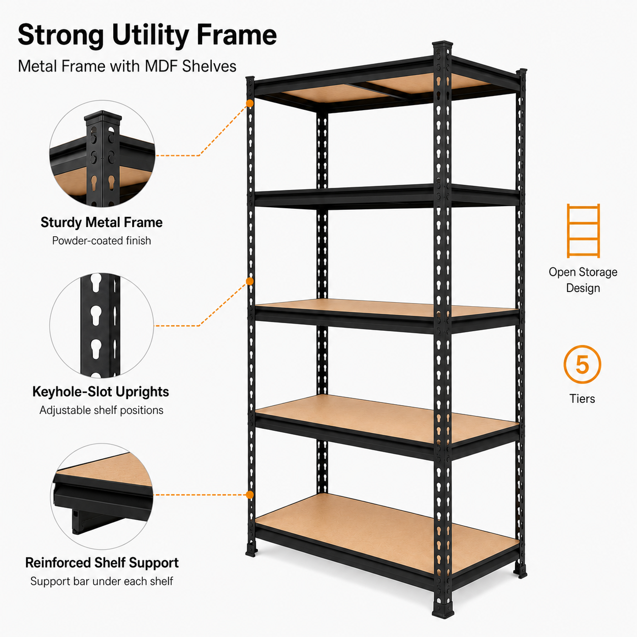 Heavy Duty 5-Tier Metal Shelvi - Tech Room Accessories บทวิจารณ์และราคา