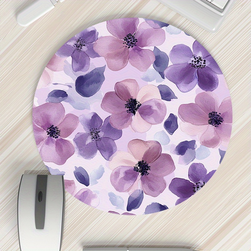 1pc Purple Floral Round Mouse  - Tech Table Accessories บทวิจารณ์และราคา