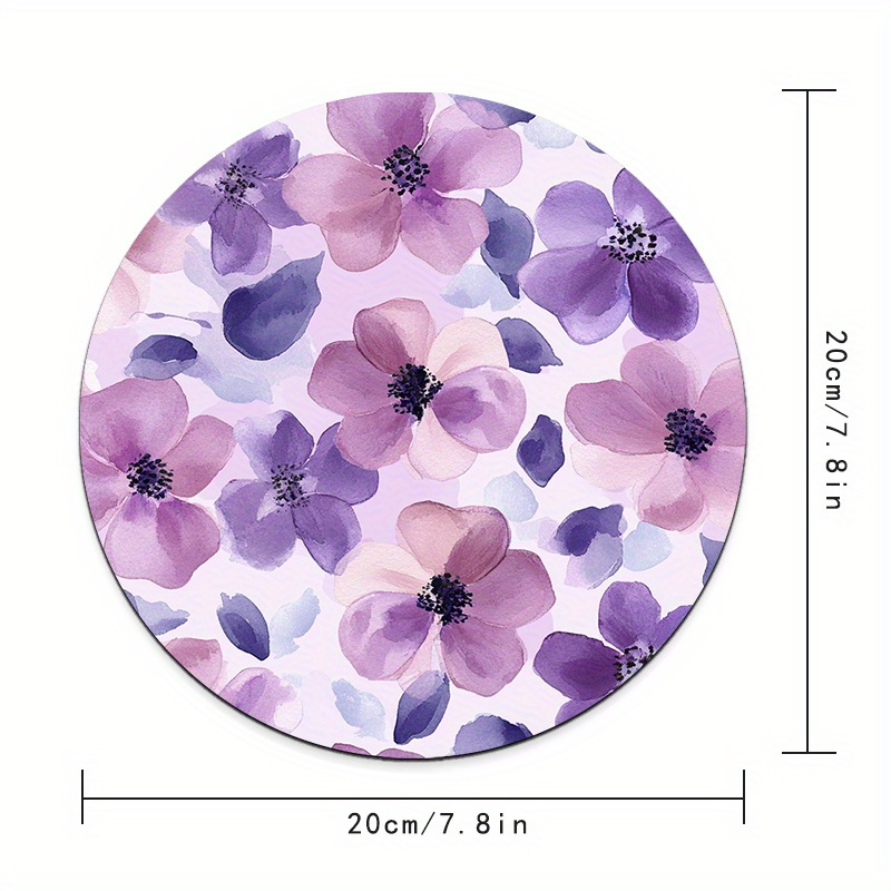 1pc Purple Floral Round Mouse  - Tech Table Accessories บทวิจารณ์และราคา