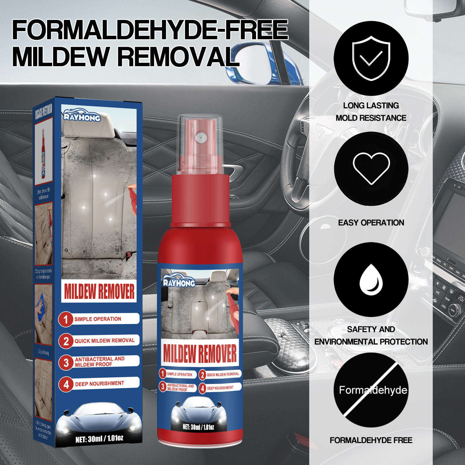 Car Mildew Remover Spray Multi - Screen Cleaner Spray บทวิจารณ์และราคา