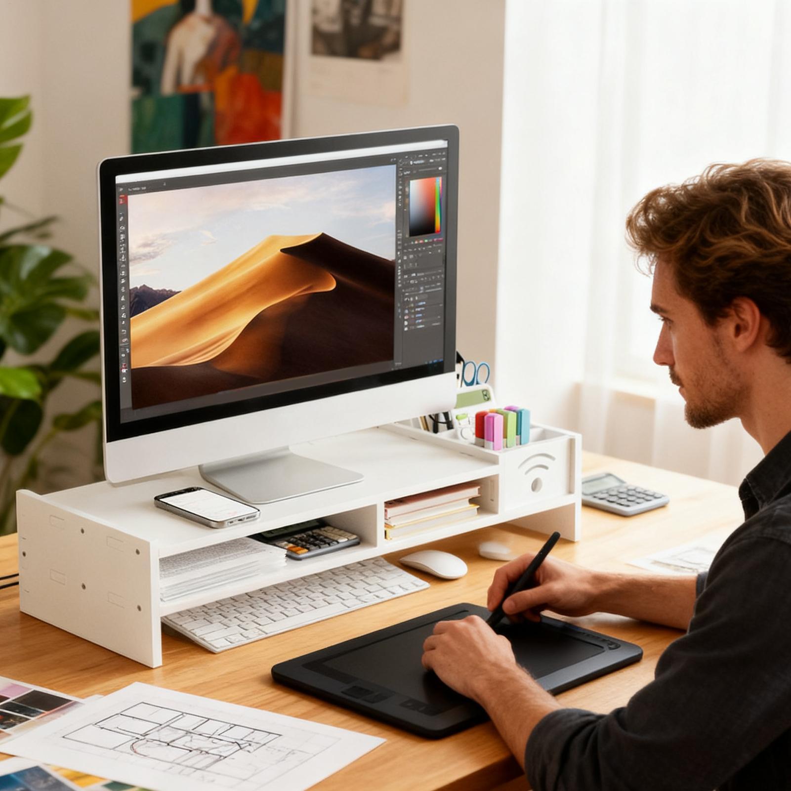 Monitor Stand For Desk 2-Tier  - Laptop Stand Bamboo บทวิจารณ์และราคา